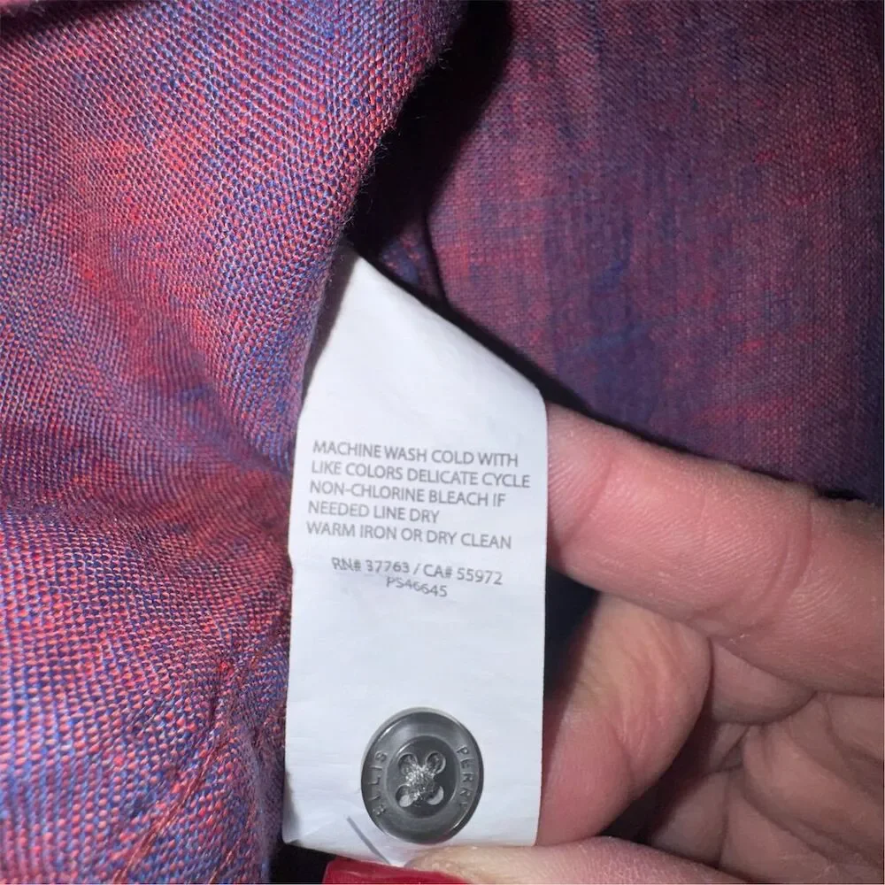 Perry Ellis Men's Untucked‎ Short Sleeve Linen Button-Up Shirt Large Office
